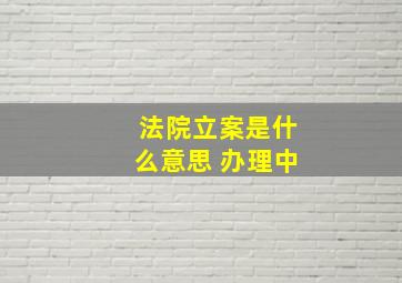 法院立案是什么意思 办理中